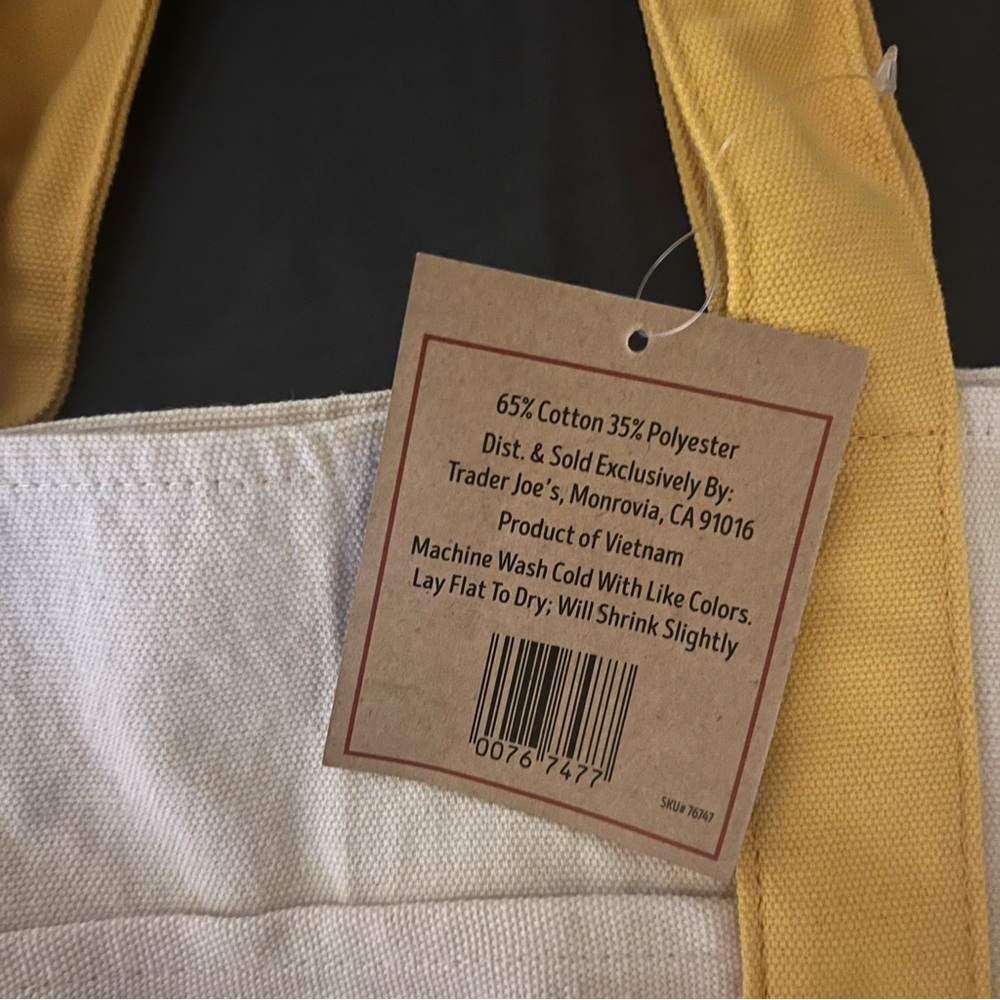 Trader Joe's Yellow Mini Canvas Tote Bag - Picture 2 of 3
